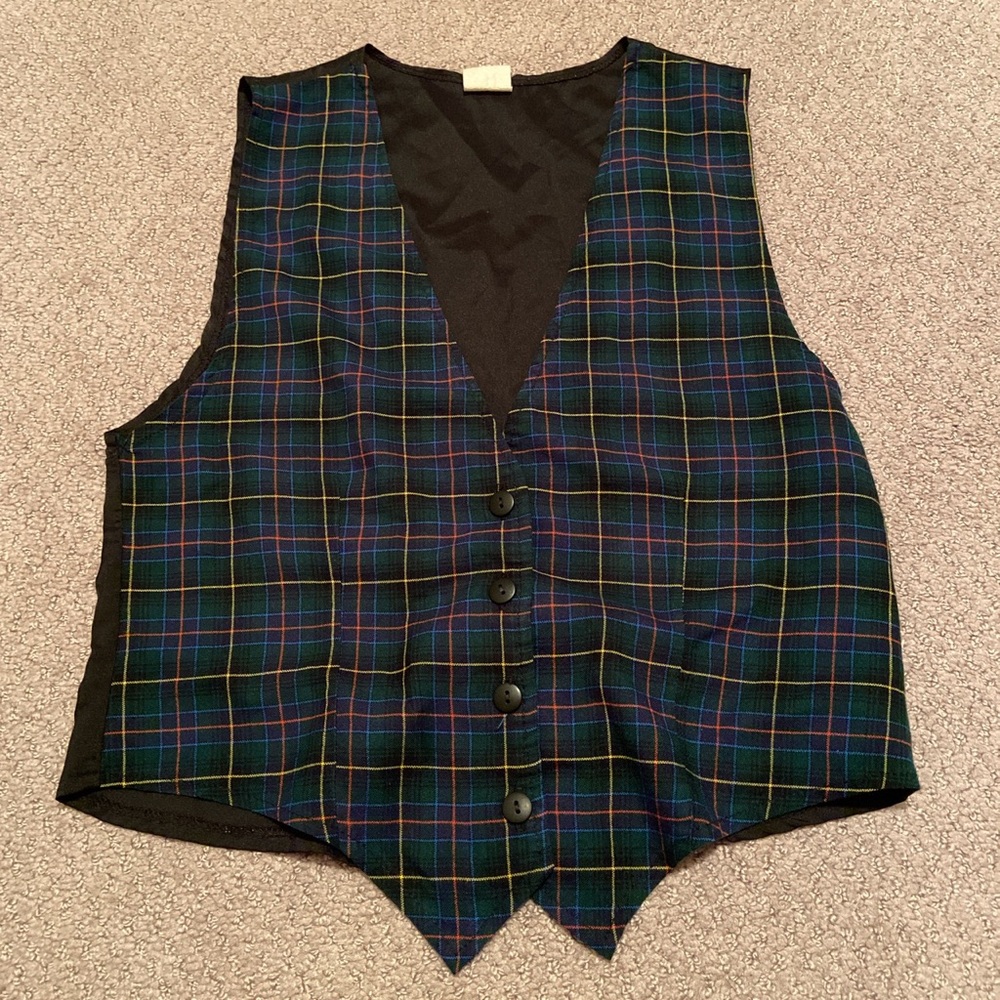 Vintage plaid suit vest